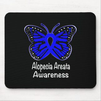 Alopecia Areata Awareness Warrior Support Blue Rib Mouse Pad