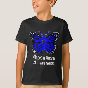 Alopecia Areata Awareness Warrior Support Blue Rib T-Shirt