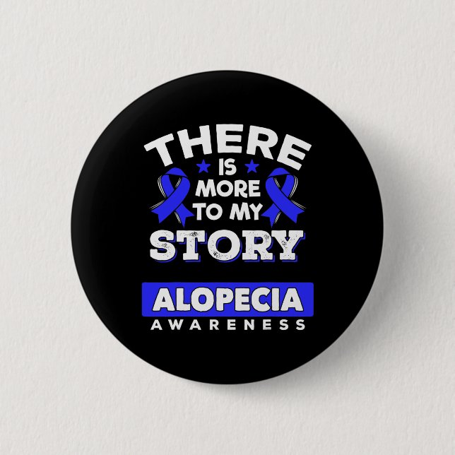 Alopecia Areata Survivor Blue Awareness Ribbon  Button (Front)