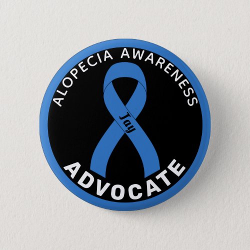 Alopecia Awareness Advocate Ribbon Black Button
