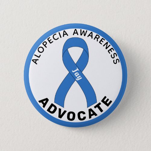 Alopecia Awareness Advocate Ribbon White Button