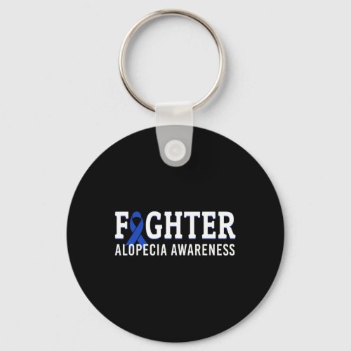 Alopecia Awareness Blue Aa Ribbon Support Warrior  Keychain