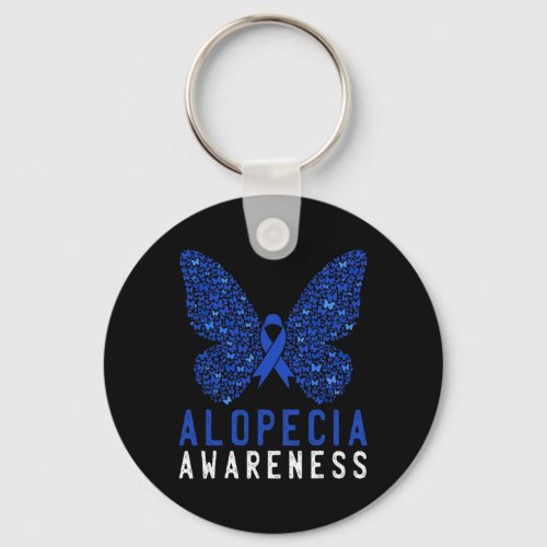 Alopecia Awareness Blue Aa Ribbon Support Warrior  Keychain