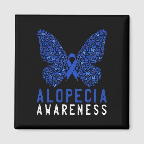 Alopecia Awareness Blue Aa Ribbon Support Warrior  Magnet