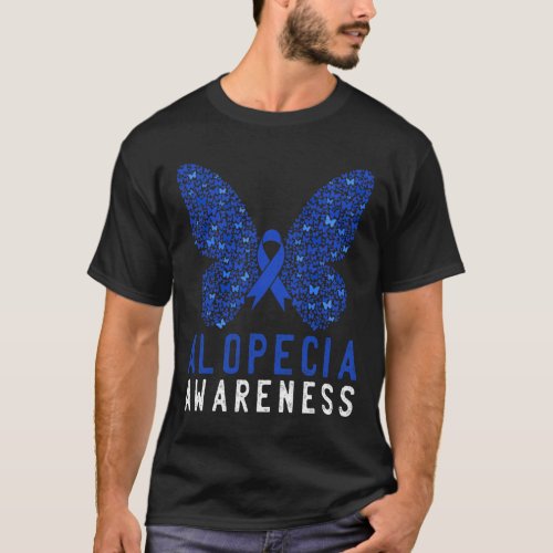 Alopecia Awareness Blue Aa Ribbon Support Warrior  T_Shirt