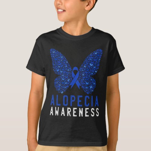 Alopecia Awareness Blue Aa Ribbon Support Warrior  T_Shirt