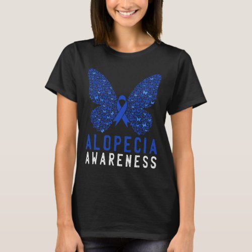 Alopecia Awareness Blue Aa Ribbon Support Warrior  T_Shirt