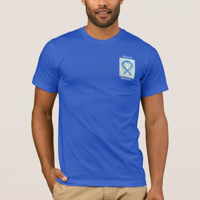 Alopecia Awareness Blue Ribbon Angel Custom Tee (Front)
