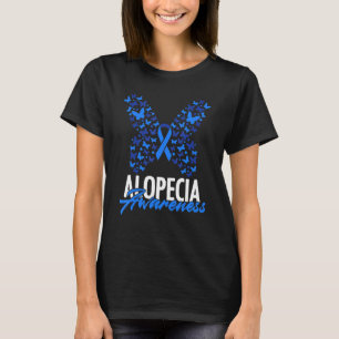 Alopecia Awareness Blue Ribbon Butterfly Alopecia T-Shirt