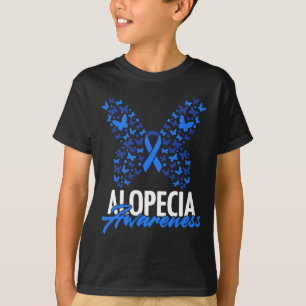 Alopecia Awareness Blue Ribbon Butterfly Alopecia  T-Shirt