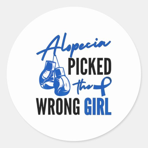 Alopecia Awareness Blue Ribbon Hair Loss Treatment Classic Round Sticker