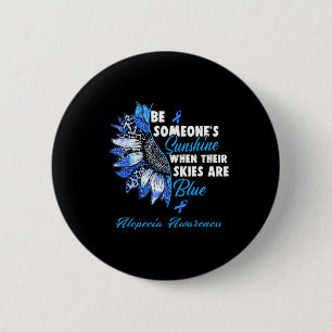 Alopecia Awareness Blue Ribbon Sunflower  Button