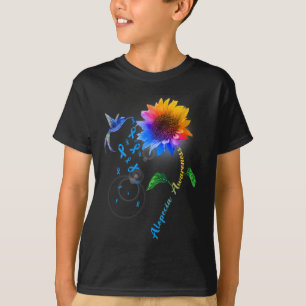 Alopecia Awareness Blue Sunflower Hummingbird T-Shirt