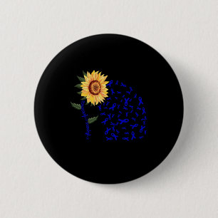 Alopecia Awareness Dark Blue Ribbon Hair Loss Sunf Button