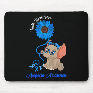 Alopecia Awareness Elephant Faith Hope Love Sunflo Mouse Pad
