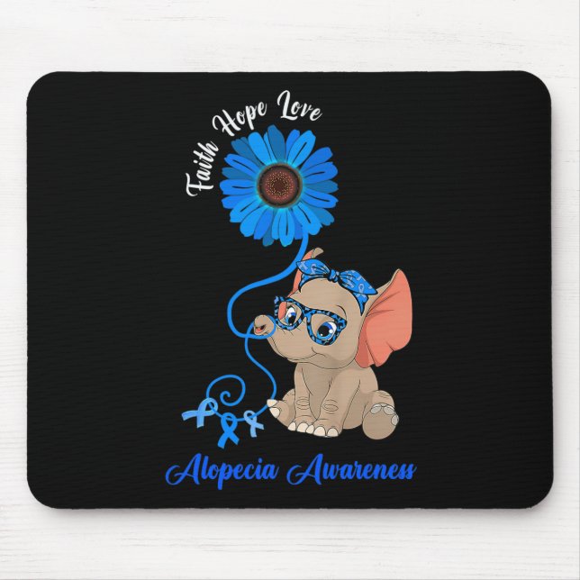Alopecia Awareness Elephant Faith Hope Love Sunflo Mouse Pad (Front)