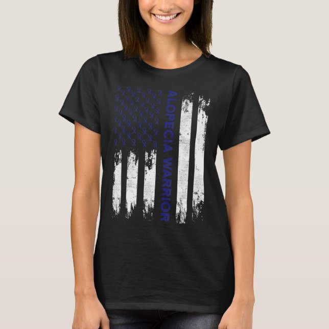 Alopecia Awareness Hair Loss Warrior Flag Tool Sur T-Shirt (Front)