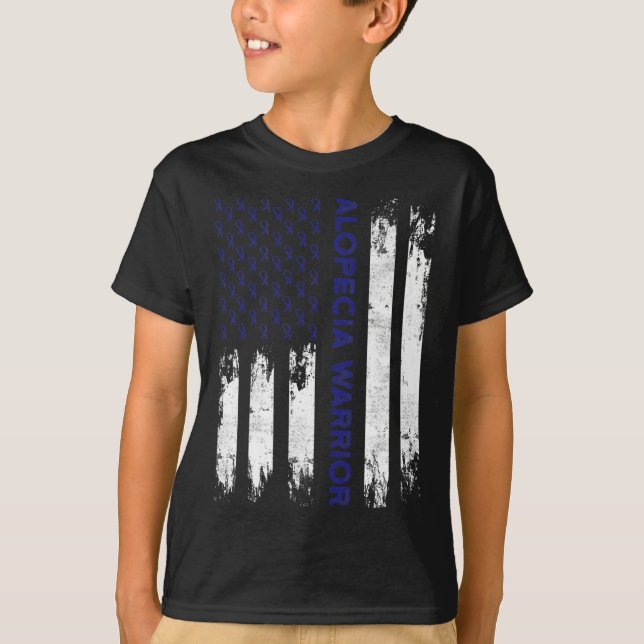 Alopecia Awareness Hair Loss Warrior Flag Tool Sur T-Shirt (Front)