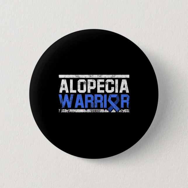 Alopecia Awareness Hair Loss Warrior Tool Flag Sur Button (Front)
