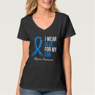 Alopecia Awareness I Wear Blue For My Son Blue Rib T-Shirt