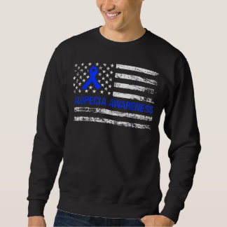 Alopecia Awareness I Wear Blue Ribbon Support Fami Sweatshirt
