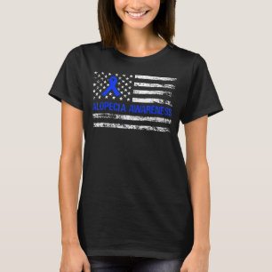 Alopecia Awareness I Wear Blue Ribbon Support Fami T-Shirt
