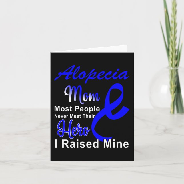 Alopecia Awareness Mom Mother Support Blue Ribbon  Card (Front)