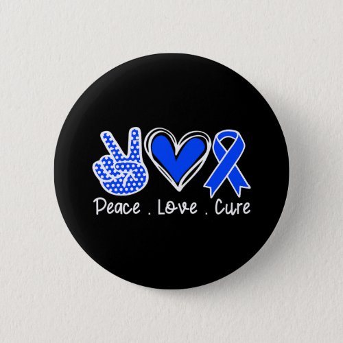 Alopecia Awareness Month Blue Ribbon Peace Love Cu Button
