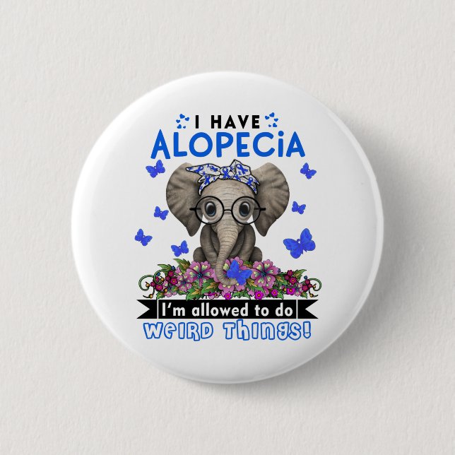 Alopecia Awareness Month Ribbon Gifts Button (Front)