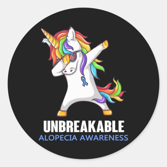 Alopecia Awareness UNBREAKABLE For Women Men  Classic Round Sticker (Front)