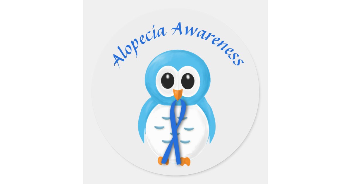 Alopecia Awareness with Blue Ribbon Classic Round Sticker Zazzle