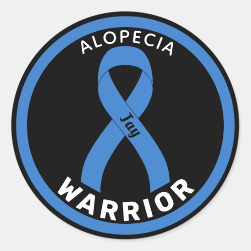 Alopecia Warrior Ribbon Black Round Sticker