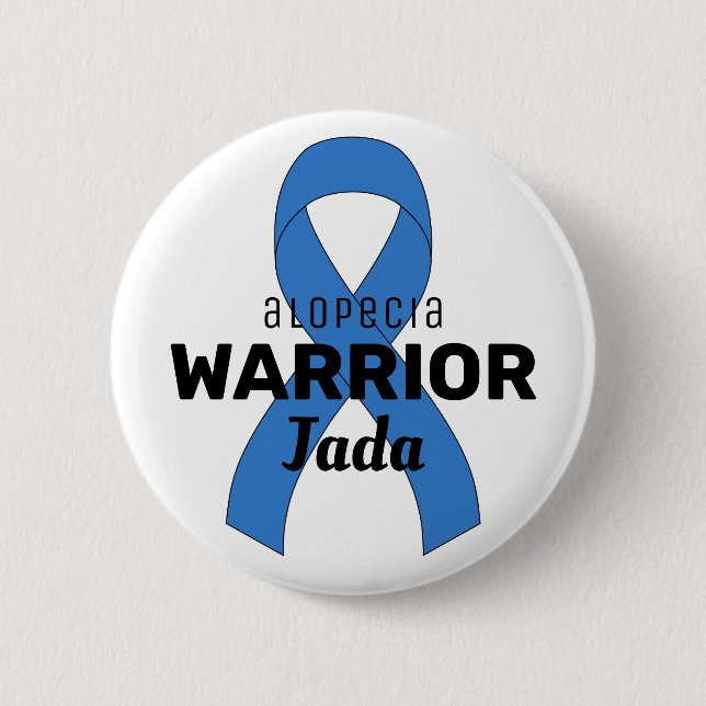 Alopecia Warrior Ribbon White Button (Front)