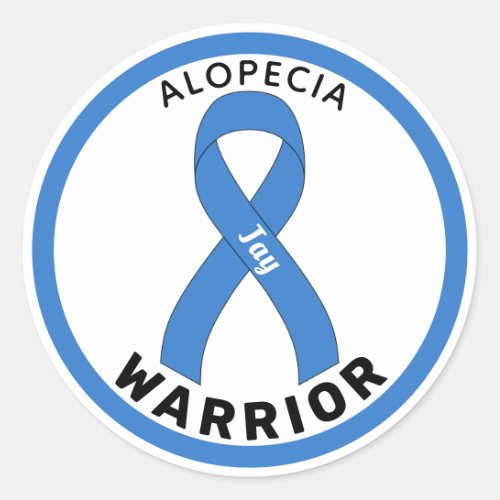 Alopecia Warrior Ribbon White Round Sticker