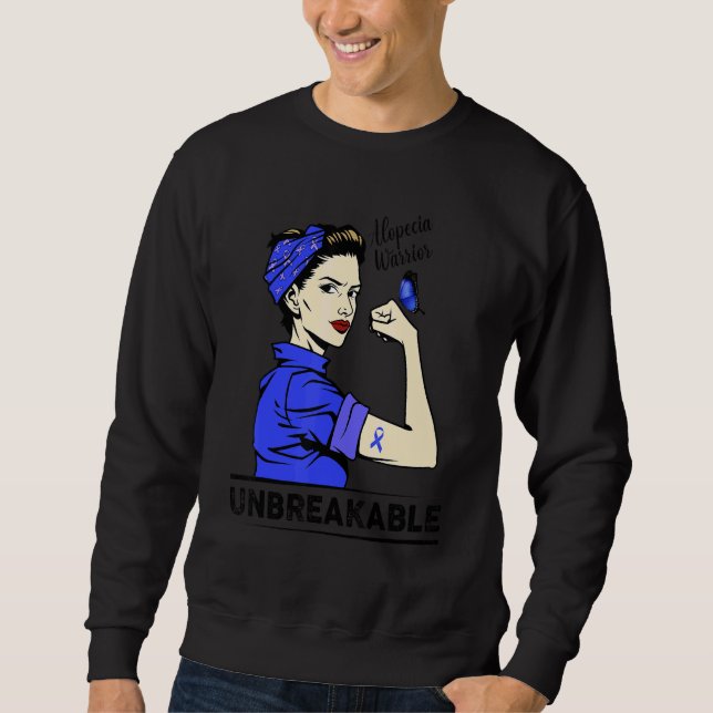 Alopecia Warrior Unbreakable Blue Ribbon Sweatshirt (Front)