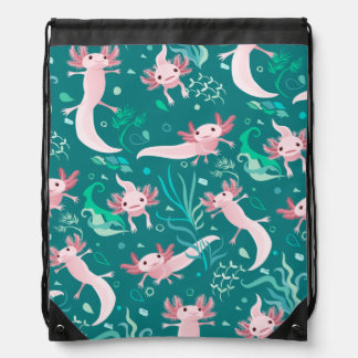 Alotta Pink Axolotls on Teal Backpack