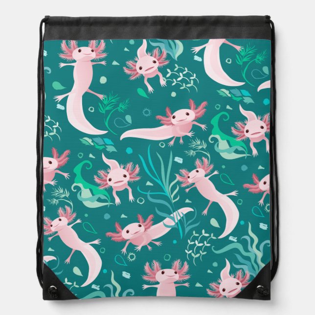 Alotta Pink Axolotls on Teal Backpack (Front)