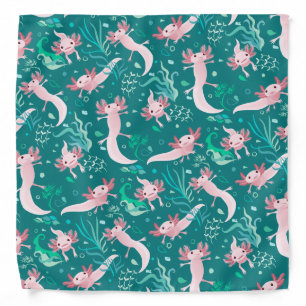 Alotta Pink Axolotls on Teal Bandana