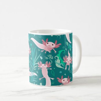 Alotta Pink Axolotls On Teal Mug by creativetaylor at Zazzle