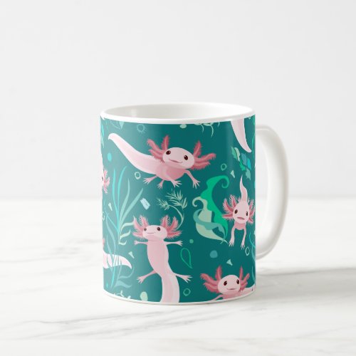 Alotta Pink Axolotls on Teal Mug