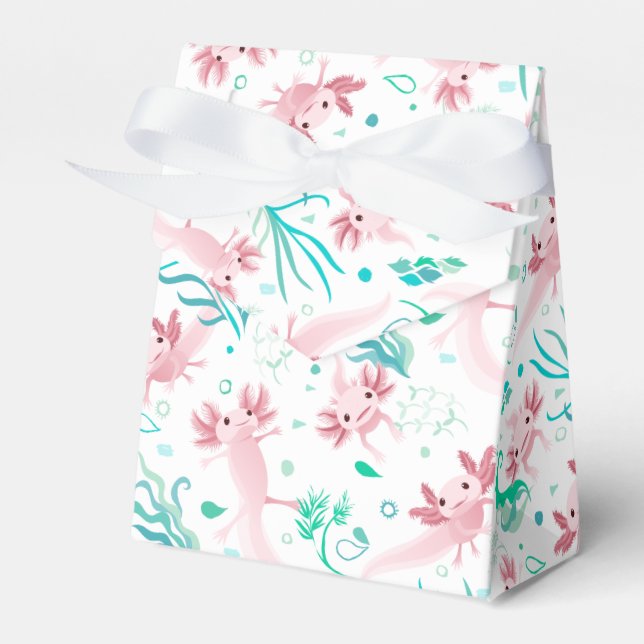 Alotta Pink Axolotls on White Favor Boxes (Front Side)