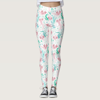 Alotta Pink Axolotls White Leggings