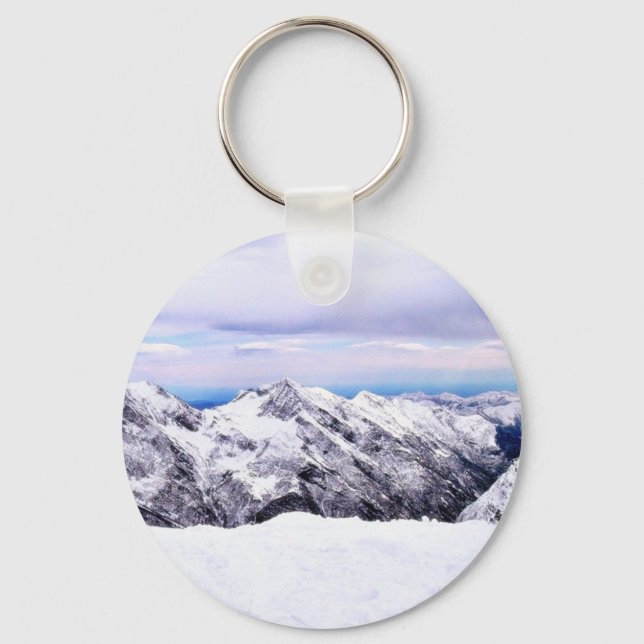 Alp Mountains Covered With Snow Keychain (Front)