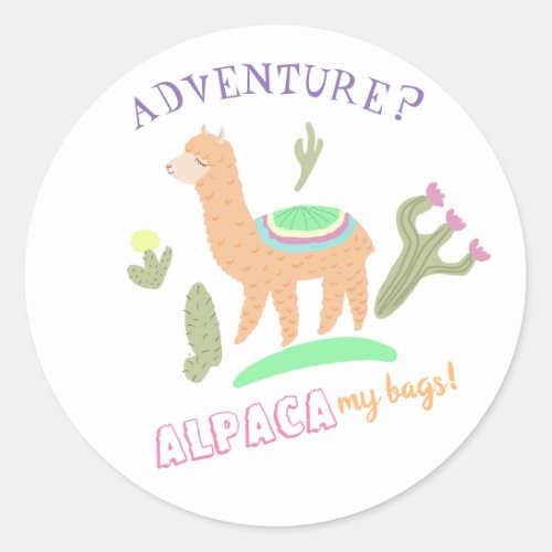 Alpaca Adventure My Bags Classic Round Sticker
