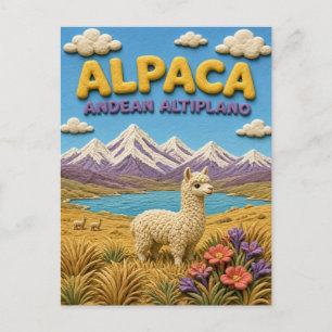 Alpaca Andean Altiplano Modern KlayKoo Postcard