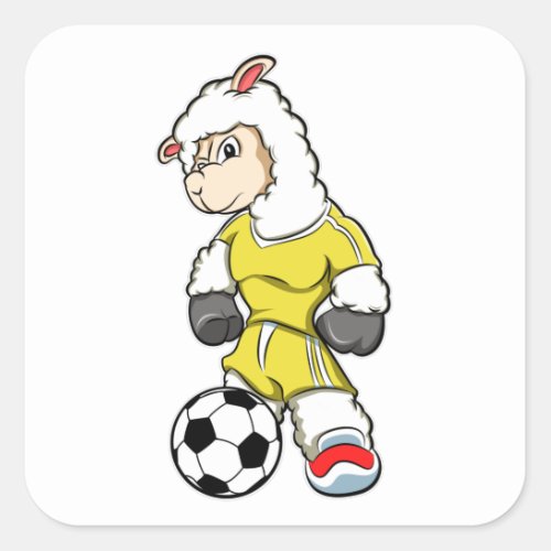 Alpaca as Soccer player with Soccer ball Square Sticker