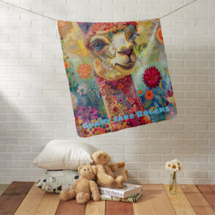 Alpaca Baby Colorful Quilt Textile Art Style Blanket