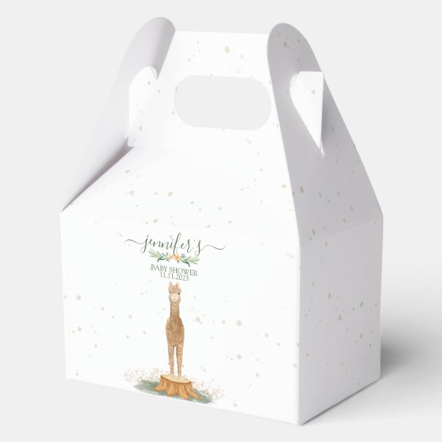 Alpaca Baby Shower Kid Party Occassion Favor Boxes (Front)