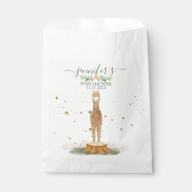 Alpaca Baby Shower Newborn Party Favor Bag