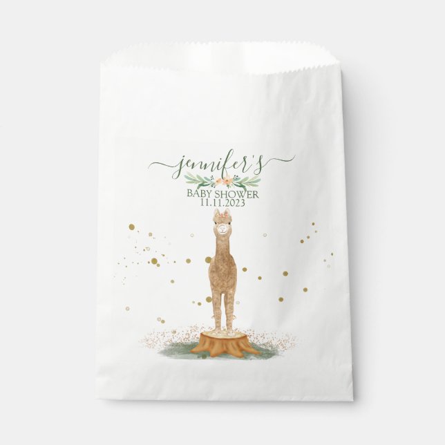 Alpaca Baby Shower Newborn Party Favor Bag (Front)